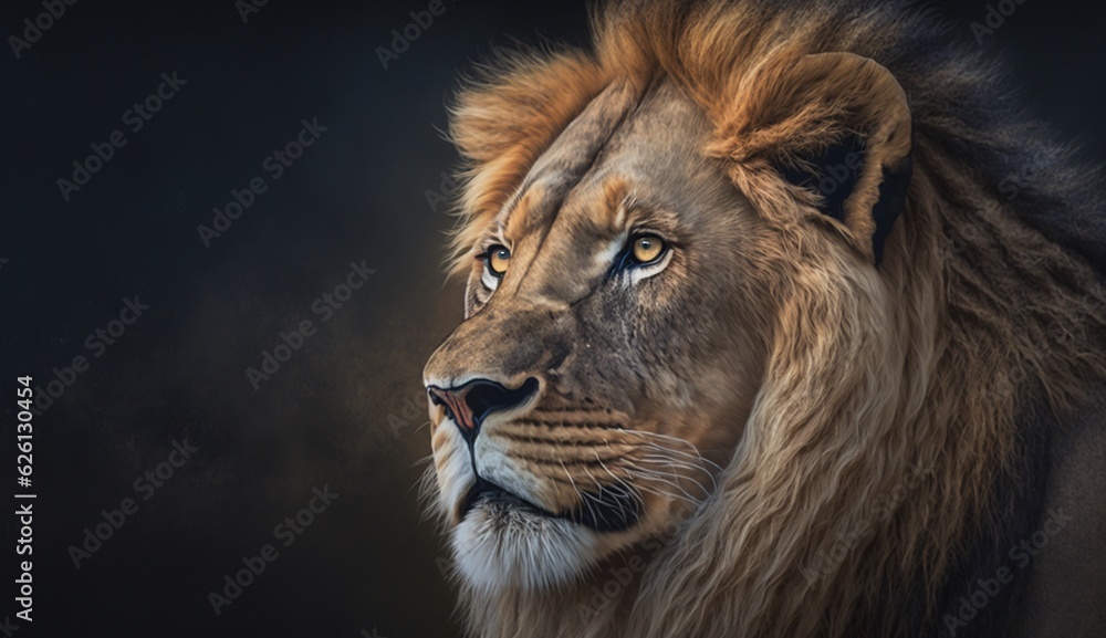 Fototapeta premium Lion looking forward Ai Generative