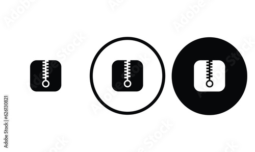 zip icon black outline for web site design 
and mobile dark mode apps 
Vector illustration on a white background