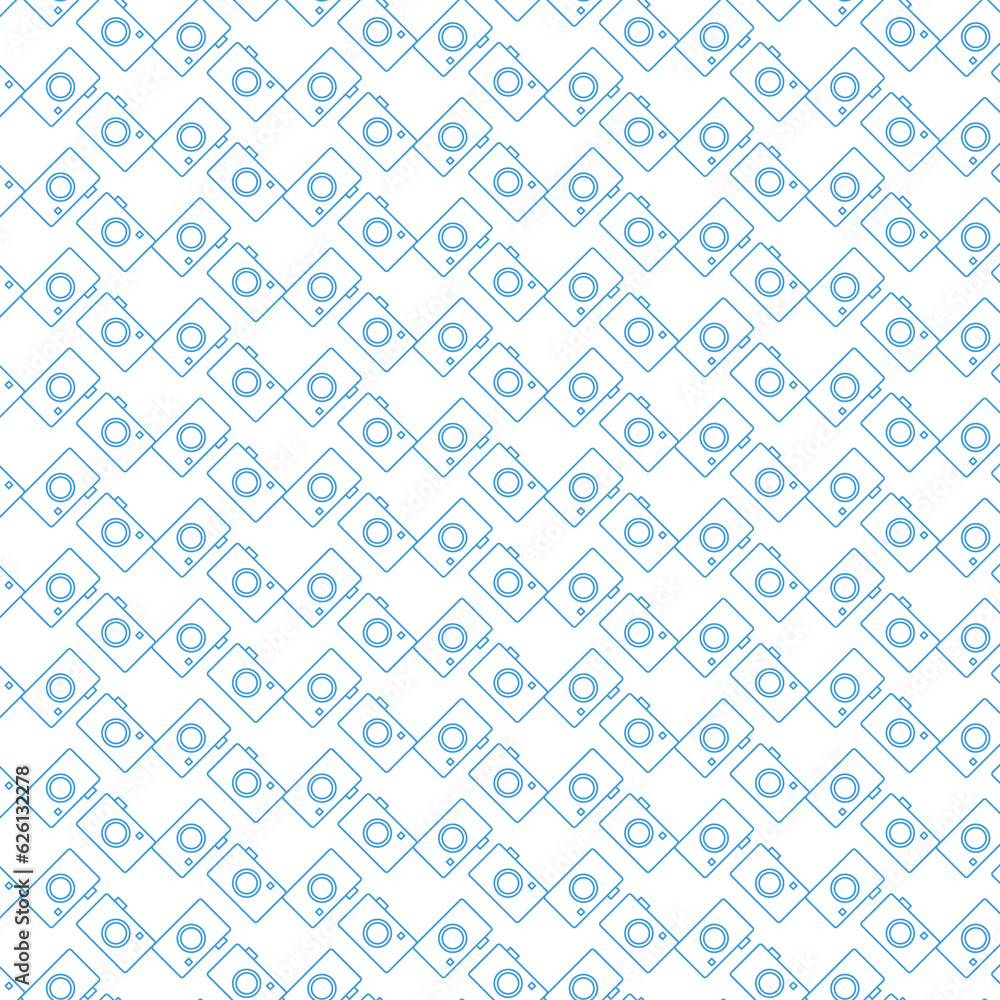 Digital png illustration of blue cameras pattern on transparent background