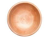 Empty wooden bowl isolated on transparent background, top view