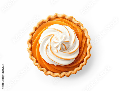 Pumpkin pie isolated on transparent background, top view photo