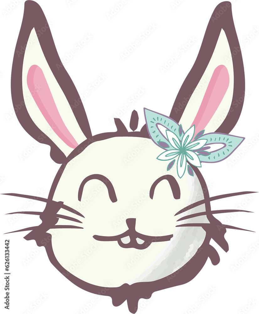 Obraz premium Digital png illustration of rabbit face on transparent background