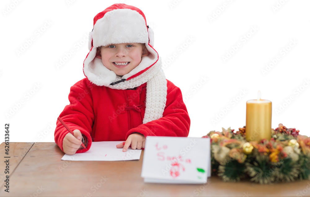 Digital png photo of caucasian boy in santa claus suit on transparent background Digital png photo of caucasian boy in santa claus suit on transparent background