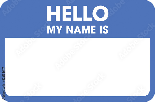 Digital png illustration of id with hello my name is text on transparent background