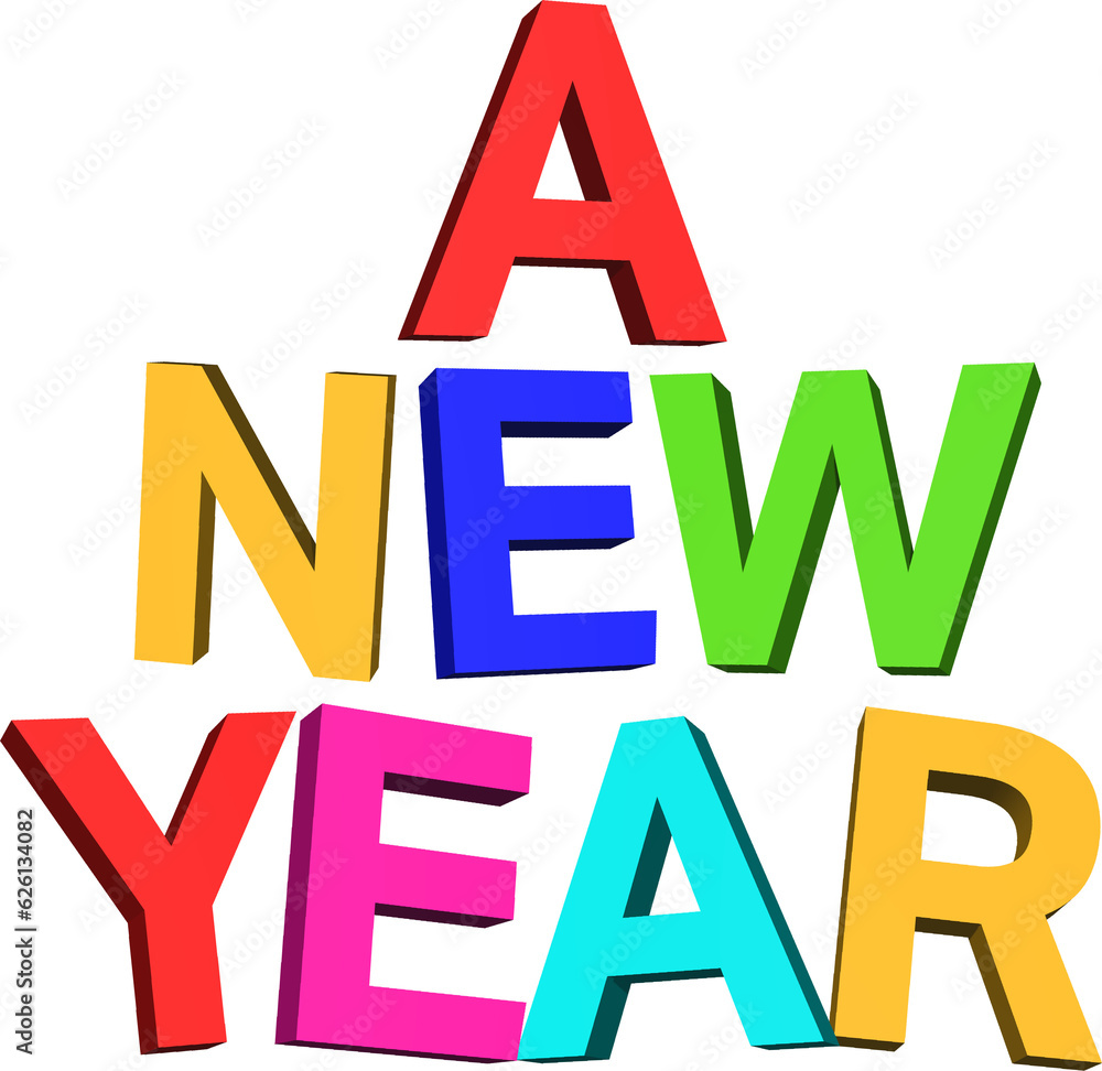 Digital png illustration of colourful a new year text on transparent background Digital png illustration of colourful a new year text on transparent background