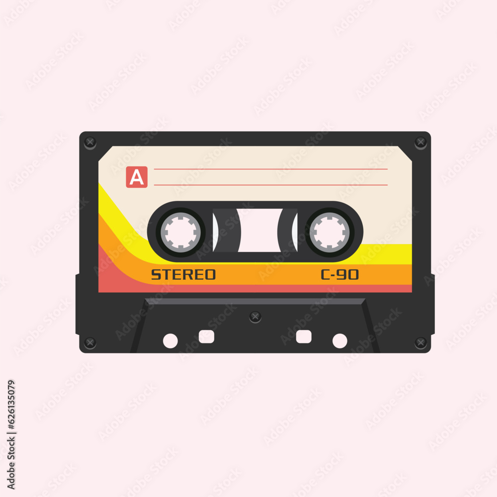 colorful Retro audio tape cassette