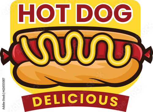 Vector food hotdog illustration for food bussiness and gaming team isolated 