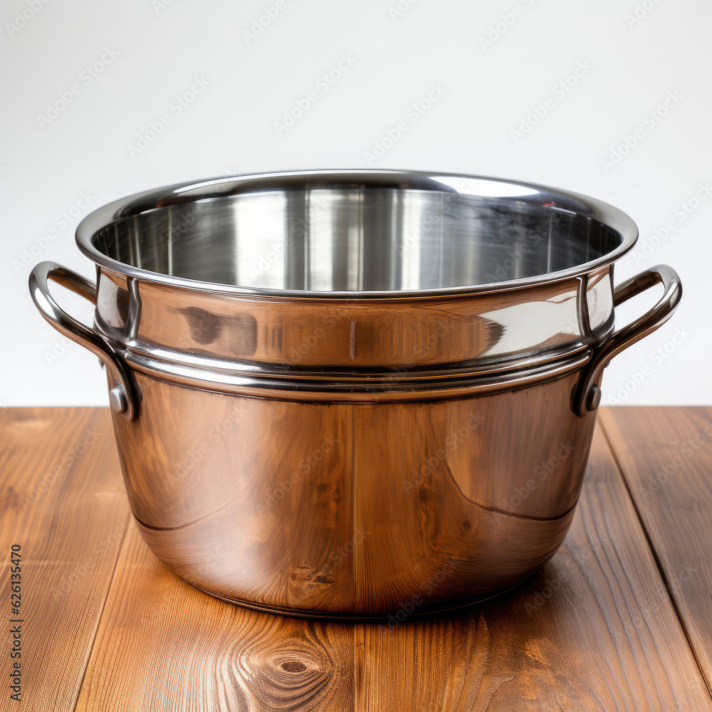 A stainless steel mixing bowl on a perfectly white background. A stainless steel mixing bowl on a perfectly white background.