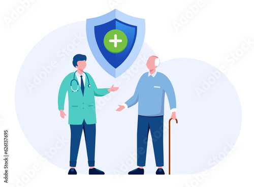 Medical insurance, family, health insurance, protection concept, umbrella, healthcare, landing page flat illustration vector template banner
