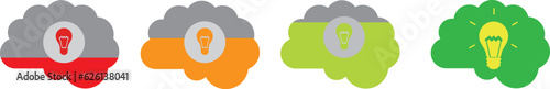 Loading Brain Icon. Progress Loading Bar of Wisdom. Brain Boost Symbol. Knowledge is Power. Concept of Creative Idea, Creativity, Mind, Thinking. Editable stroke. Vector illustration.