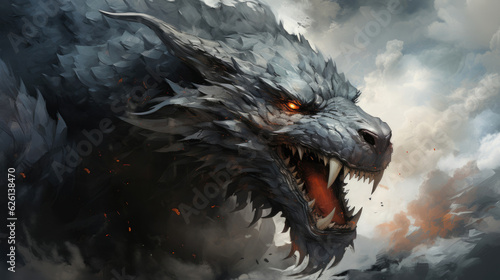 Background image showcasing a majestic dragon depicted in the fluid forms of Chinese ink painting, in shades of deep blacks and cloud whites, creating a digitally brushed mythical creature.