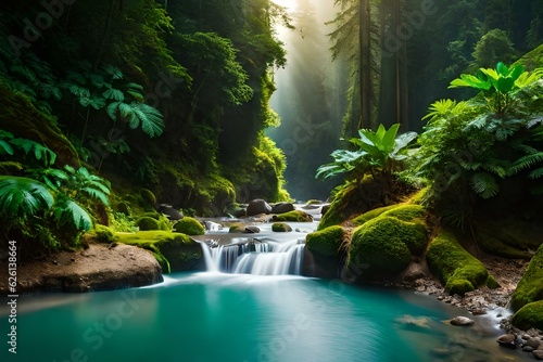beautiful green rainforest  fresh mind  peaceful