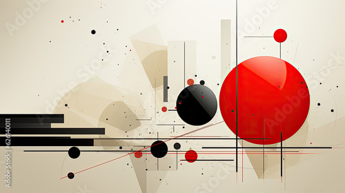 Dynamic abstract with bold geometric shapes and primary colors. photo