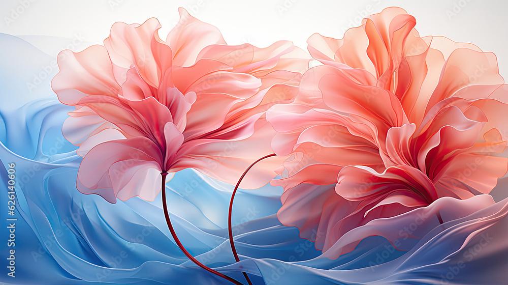 Create a digital floral background in the style of ethereal minimalism, featuring translucent water and flowing silhouettes. Create a digital floral background in the style of ethereal minimalism, featuring translucent water and flowing silhouettes.