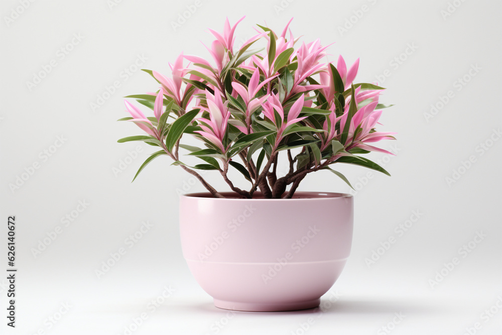 pik color flower in pot white background