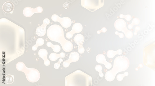 Probiotic and Hyaluronic acid skin solutions ad, white collagen, and vitamin serum drops with cosmetic advertising background ready to use illustration vector.	