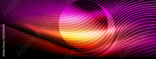 Glowing neon wave abstract background - vibrant  luminescent waves pulsate in a captivating and electrifying display