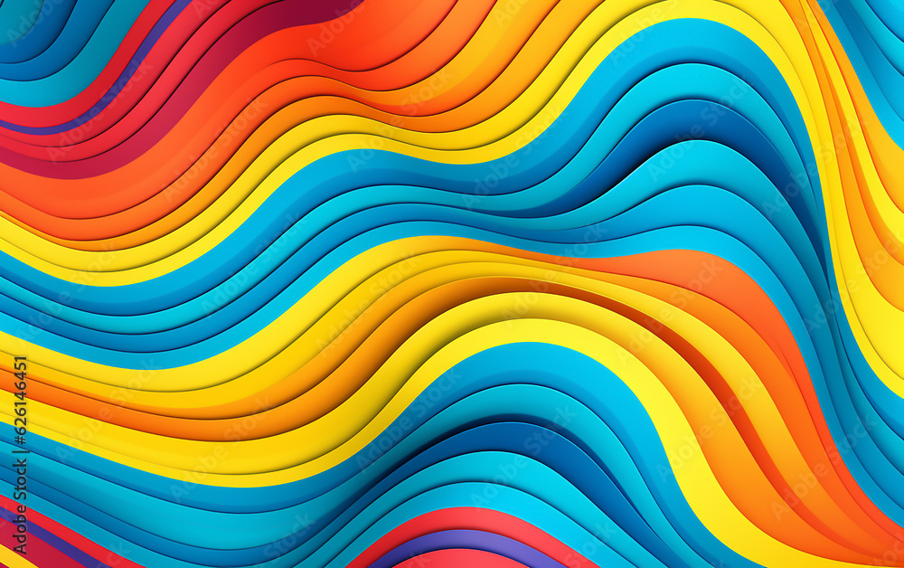 Abstract colorful background with waves in pop art style. Generative AI technology. Abstract colorful background with waves in pop art style. Generative AI technology.