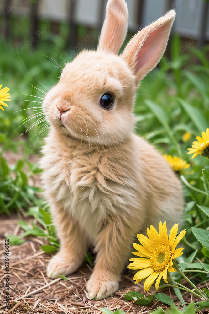 Fototapeta premium A Baby Bunny On The Grass