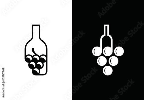 bottle with grape for hotel restaurant bar logo design