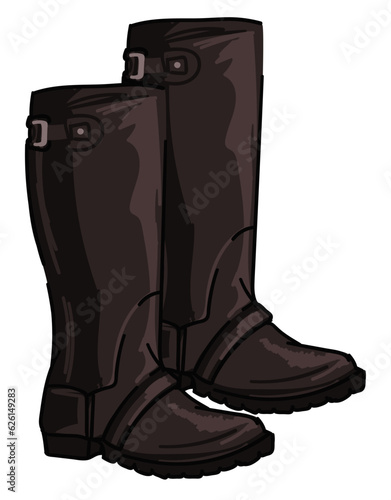 English hunting boots with clasps and leather