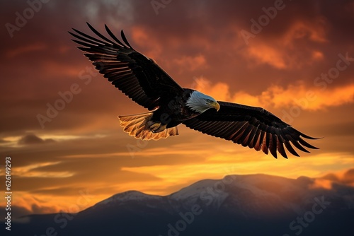 Majestic Eagle Soaring Sunset, Generative ai
