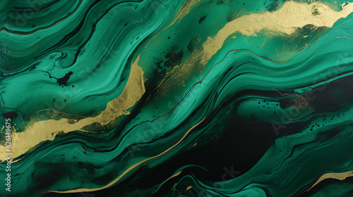 Modern green marble with gold texture, Watercolor abstract background, Nordic emerald green and gold for decorative, 3D painted artificial marbled surface, Generated AI. photo