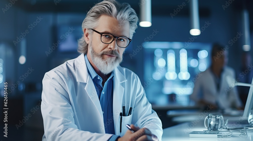 professional male doctor in office lab. generative ai. professional male doctor in office lab. generative ai.