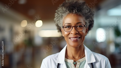 African professional female. doctor with stethoscope. generative ai.