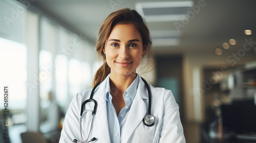 professional female doctor with stethoscope. generative ai.
