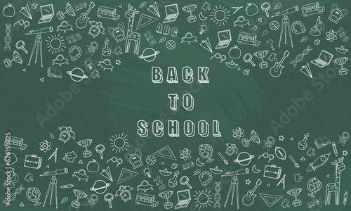 Concept of education School background with different stuff from notepad paper and back to school design vector..