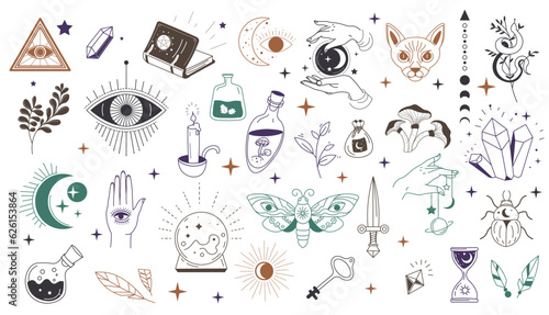 Mystic symbols and occult wisdom signs vector