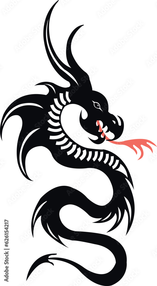 black dragon with white