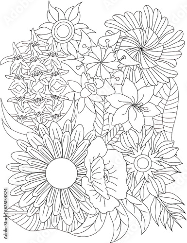 Wallpaper Mural floral mandala flower intricate garden relaxing adult coloring page Torontodigital.ca