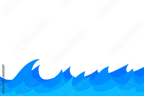 Blue Wave Water Element Vector with Transparent Background. Rough Curve Border Frame Wallpaper Presentation Education Business Design Ocean Sea Liquid Layers Overlap Gradient Colors Summer