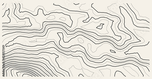 illustration of an background, contour line topographic map, terrain lines, geography map, mountain