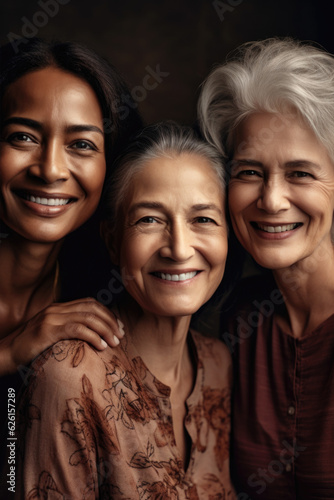 Obraz na płótnie Portrait of Three Generations of Ethnically Mixed African American Women, Generative AI w salonie
