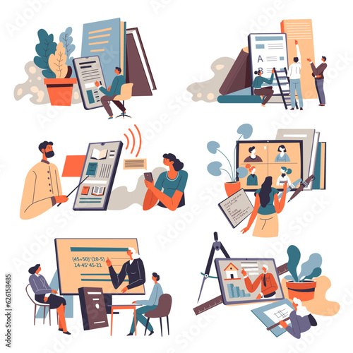 Education and work online, classes via internet