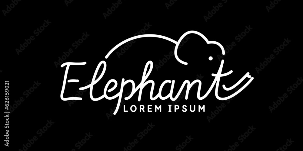 Minimalistic and stylish Elephant emblem. Vector illustration with text in a fashionable simple style. Minimalistic and stylish Elephant emblem. Vector illustration with text in a fashionable simple style.