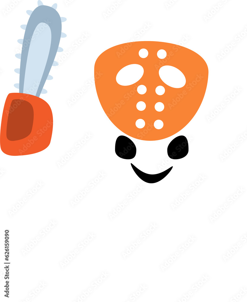 Cute white ghost with murderer costume . Halloween cartoon character . Flat design . PNG . Cute white ghost with murderer costume . Halloween cartoon character . Flat design . PNG .