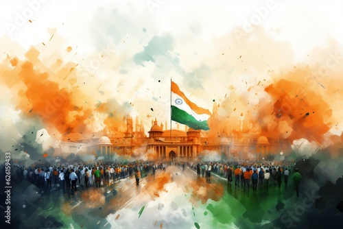 India s Independence Day Poster Concept Watercolor. Generative AI