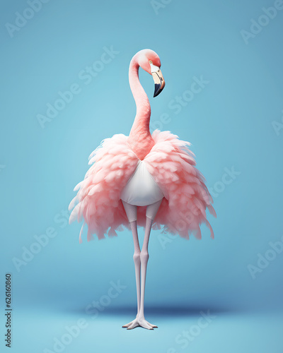 Beautiful pink flamingo with lavish feather outfit, summer tropical trends. © Biancaneve MoSt
