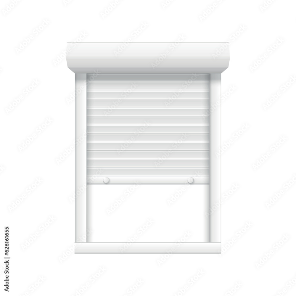 Open or closed window. Vector metal jalousie roll. Shutter Open or closed window. Vector metal jalousie roll. Shutter