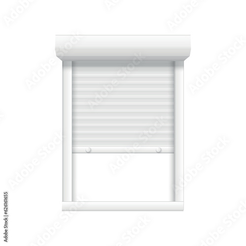 Open or closed window. Vector metal jalousie roll. Shutter