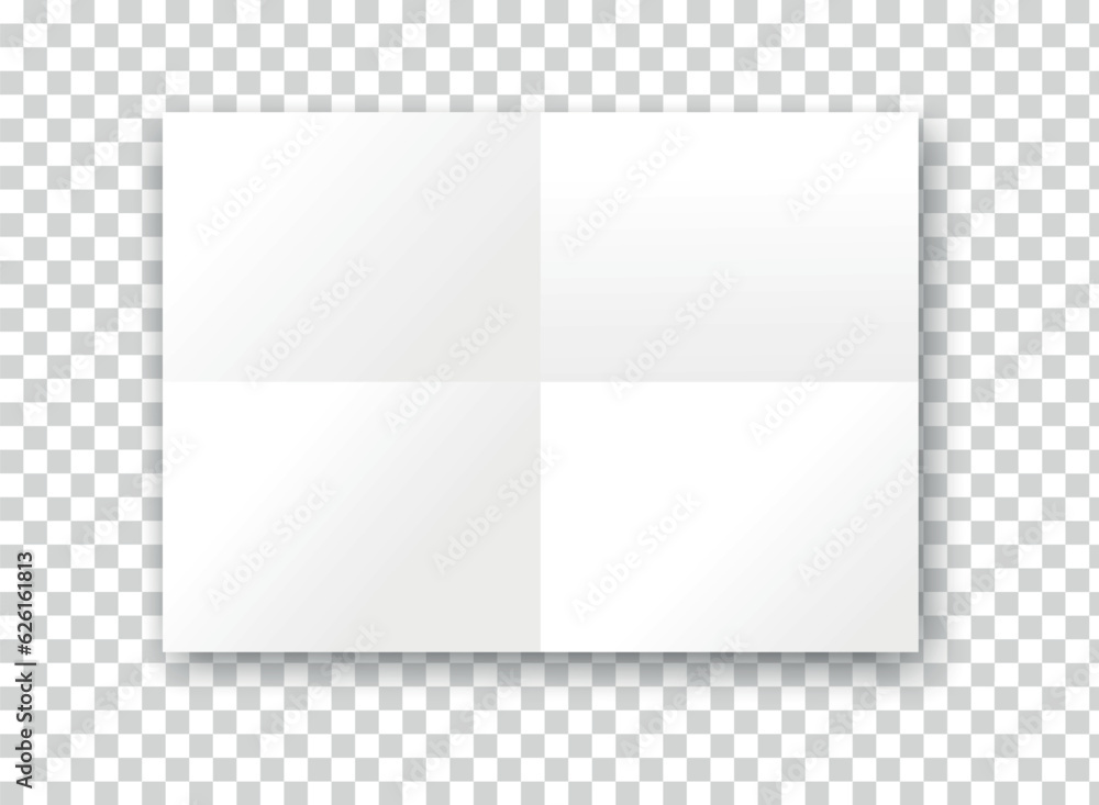 Blank folded paper sheets. Open book brochure flyer booklet template