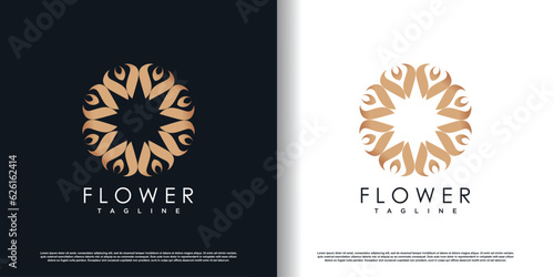flower logo design with creative concept premium vector