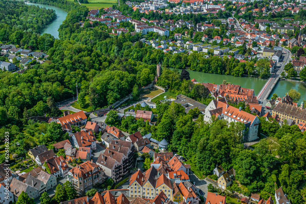 Landsberg am Lech im Luftbild, Blick auf die südliche Altstadt am Hofgraben