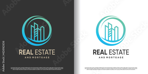 building logo design with creative unique style premium vector