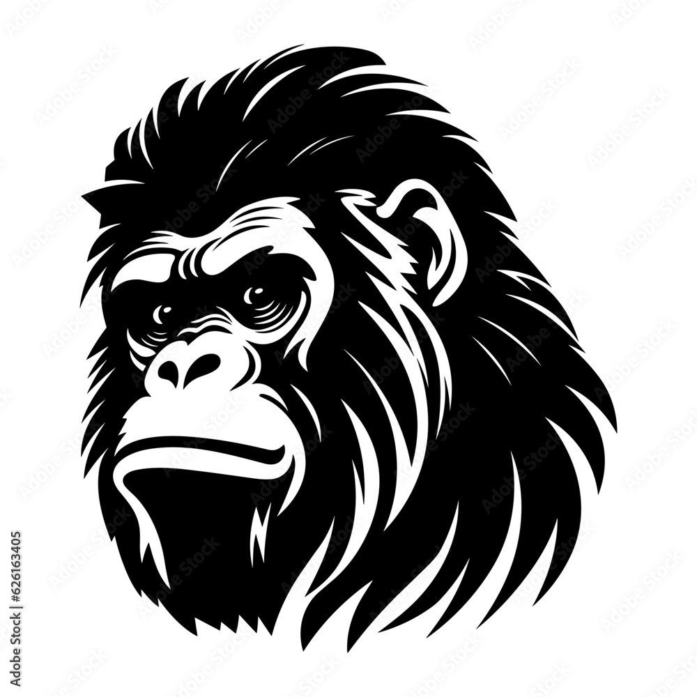 Ape monkey head logo black silhouette svg vector