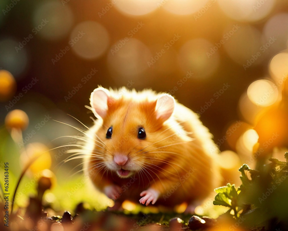 hamster Playing in the Garden. generative AI hamster Playing in the Garden. generative AI